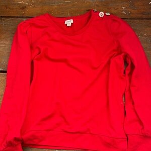 J. Crew Vibrant Red Button-Shoulder Sweater